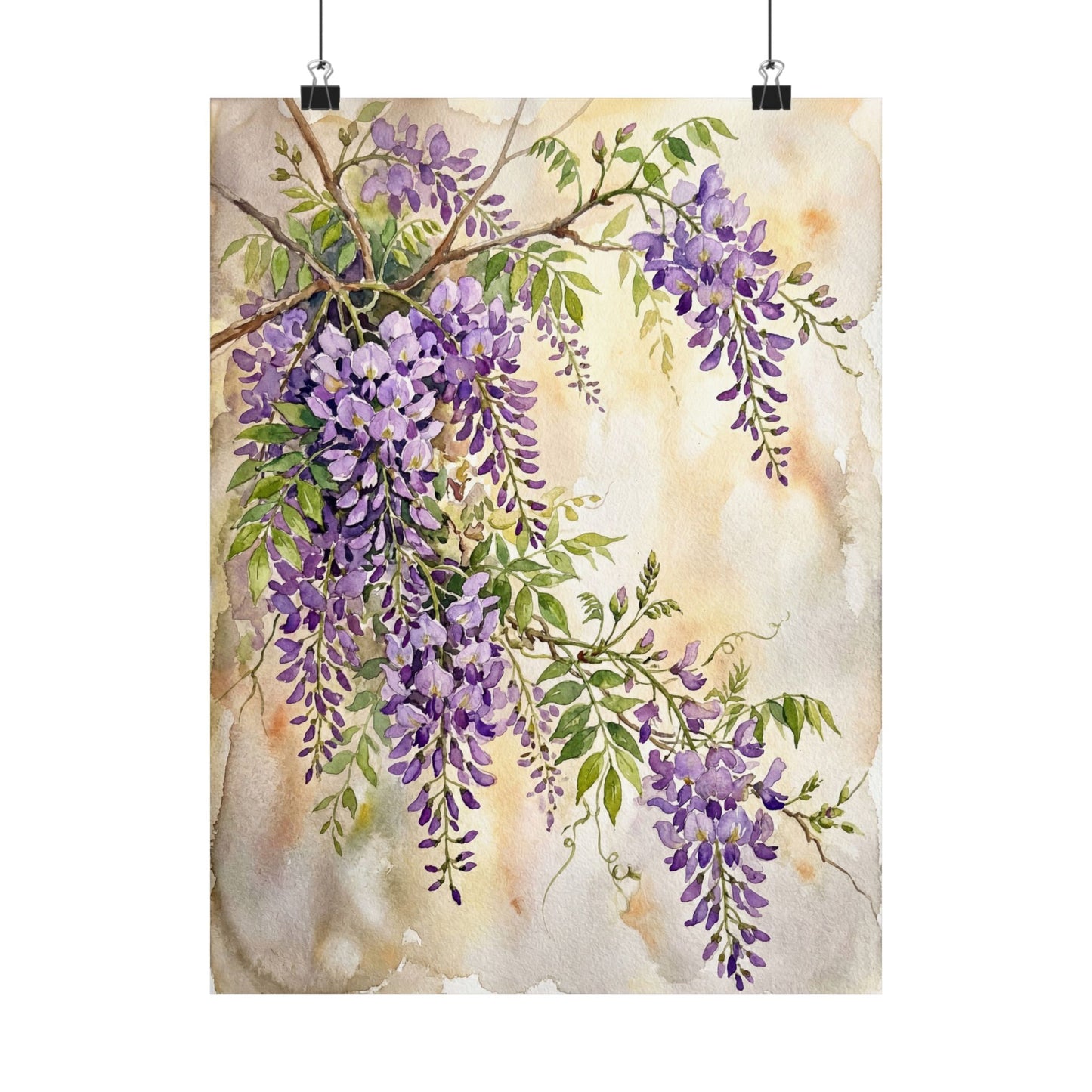 Spring Wisteria Watercolor Wall Art Print | Cozy Decor Art Print