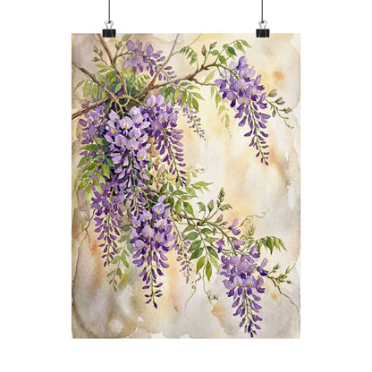 Spring Wisteria Watercolor Wall Art Print | Cozy Decor Art Print