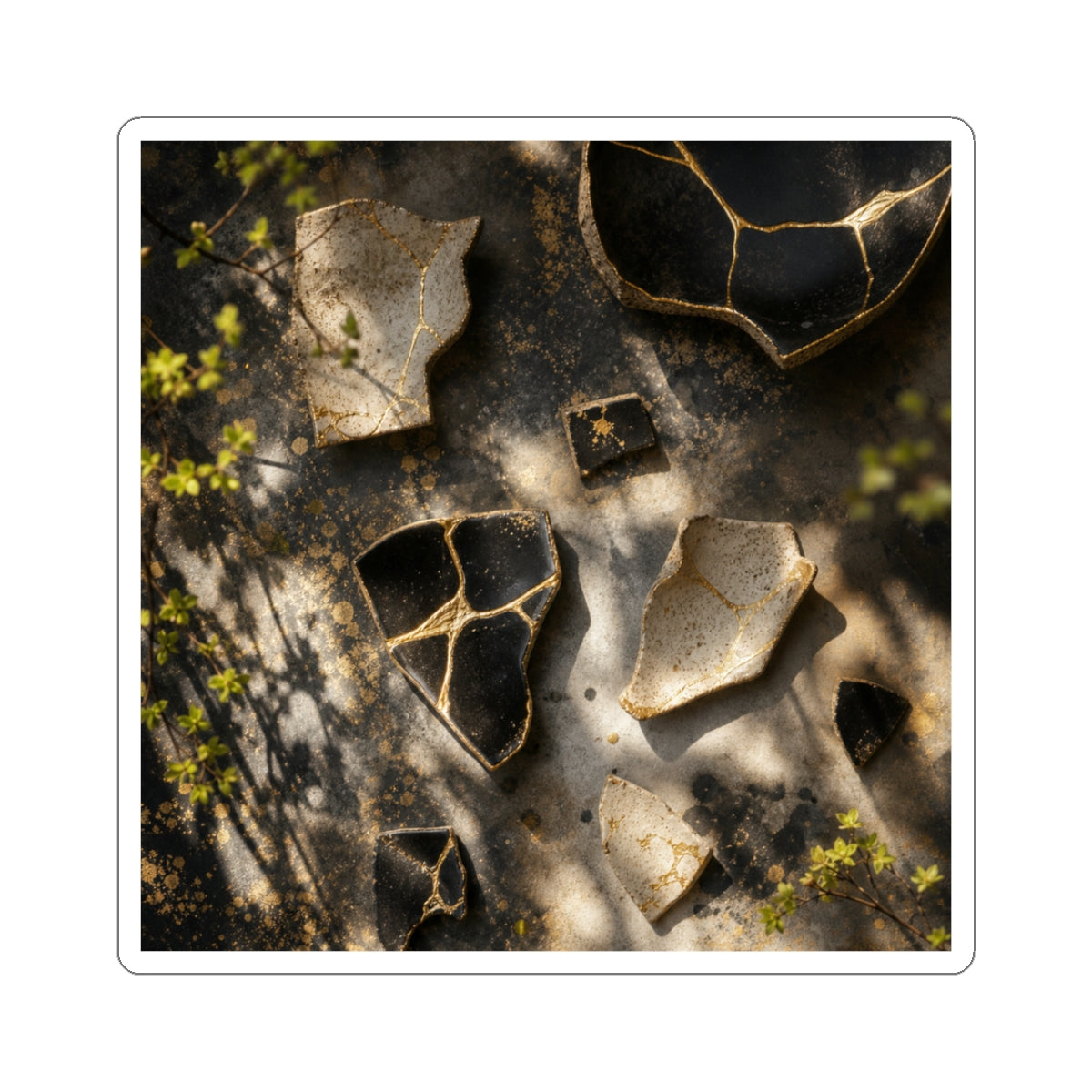Dappled Broken Pottery Sticker - Kintsugi Ma
