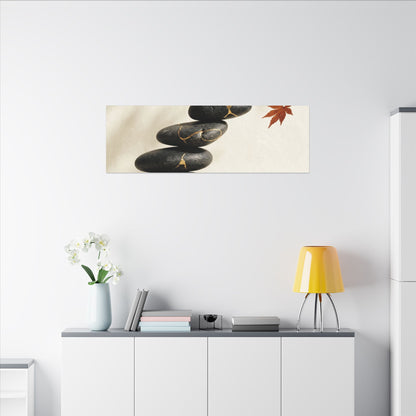 Kintsugi River Stones in Dappled | Crackle Gold Canvas Art