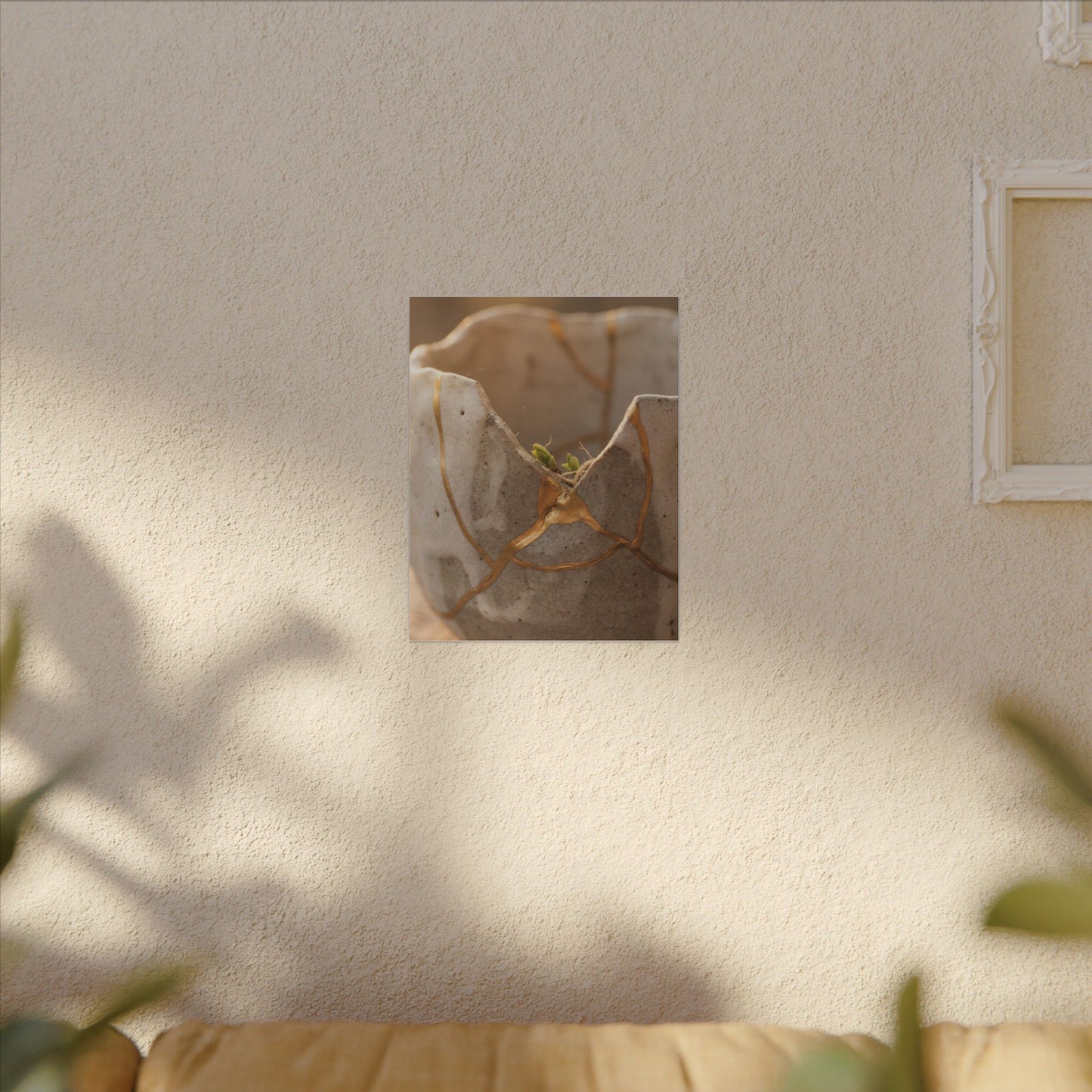 Golden Hour Broken Pottery Canvas Art - Japandi Kanso