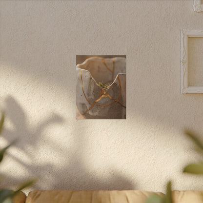 Golden Hour Broken Pottery Canvas Art - Japandi Kanso