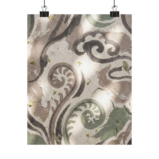 Ink Brushstroke Spring Wall Art Print | Japandi Earthy Design Art Print