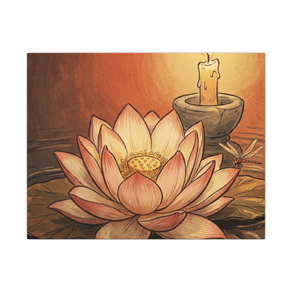 Lotus Flower Summer Canvas Art | Zen Contemplative Design