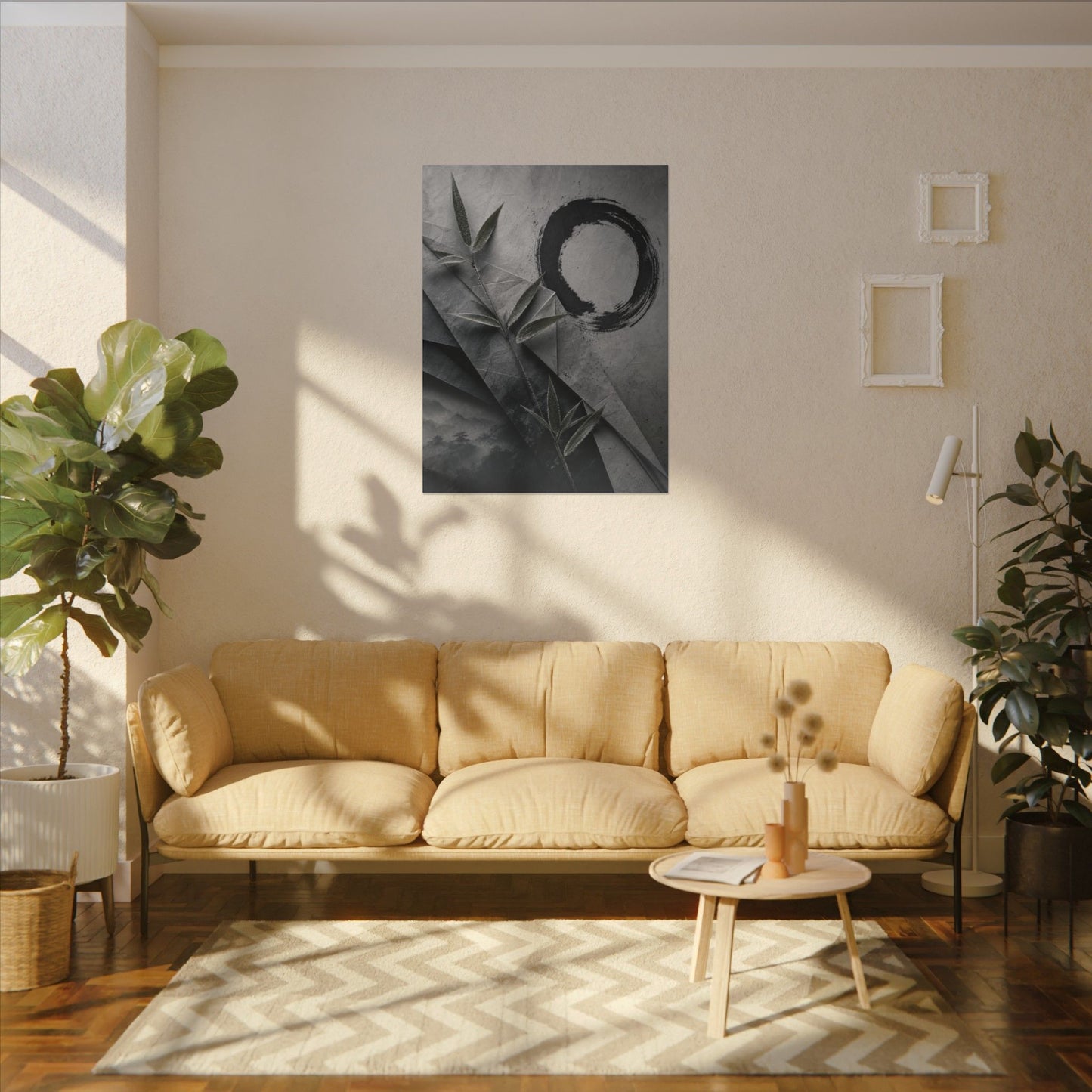 Winter Paper Fold Enso Canvas Art | Serene Decor