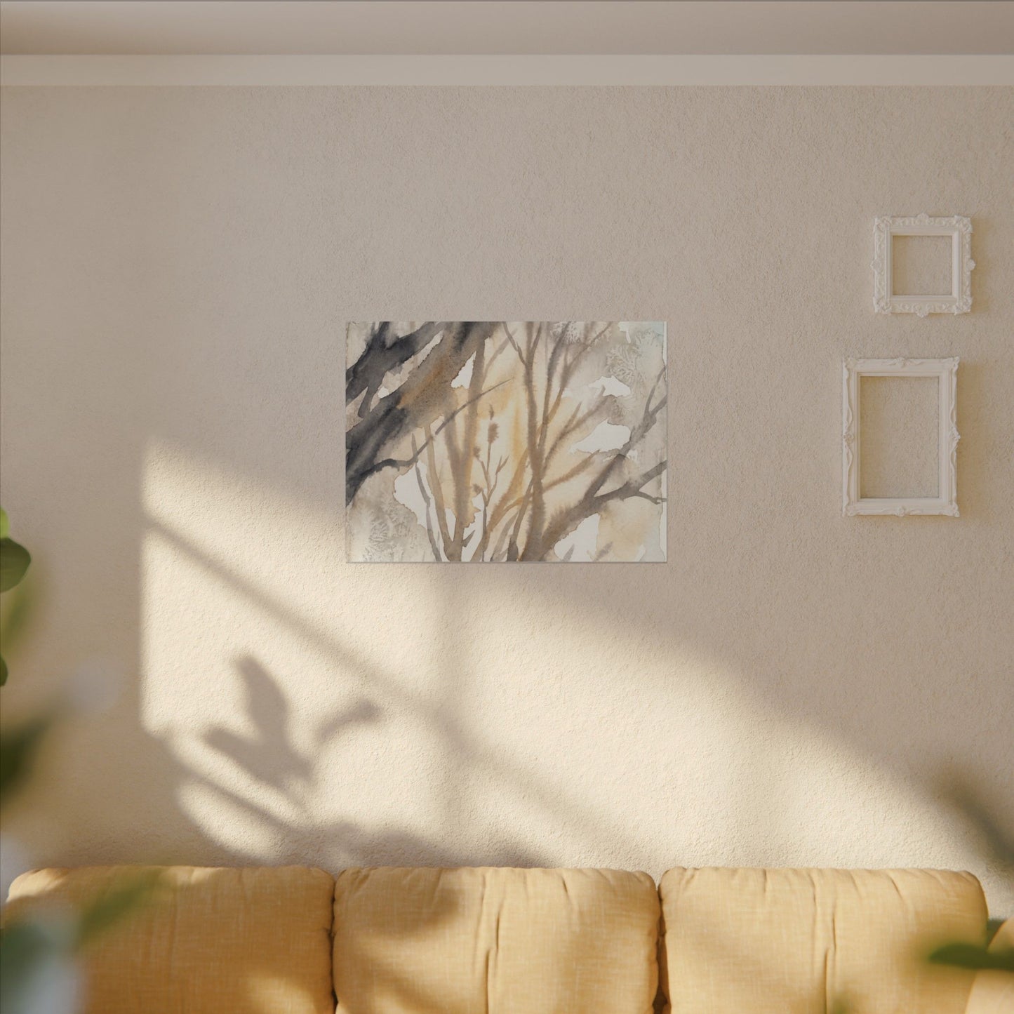 Ma Shadow Play Canvas Art - Japandi Watercolor