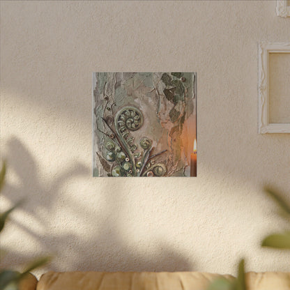 Japandi Fern Unfurling in Candlelight | Texture Canvas Art