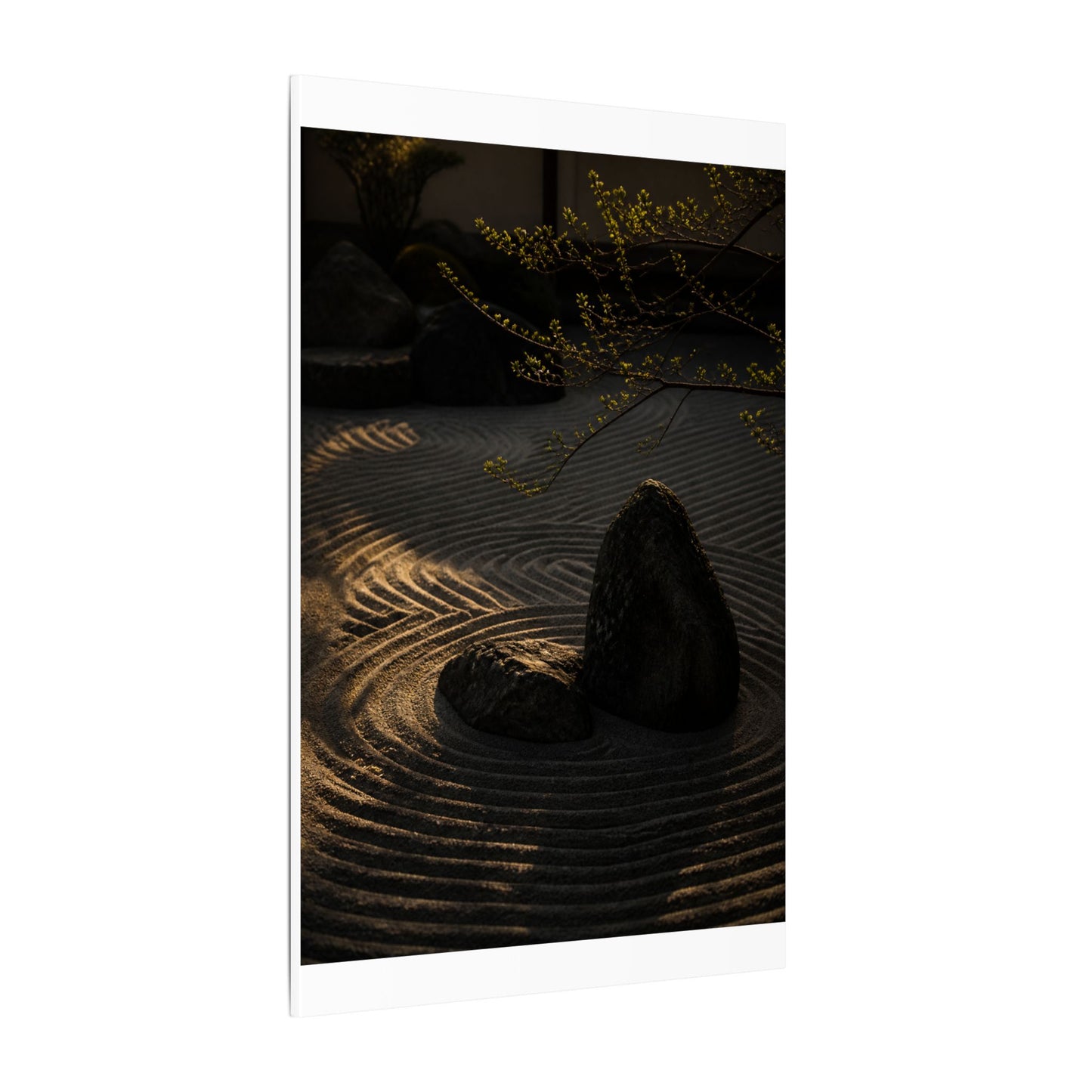Ma Rock Garden Canvas Art - Dark Japandi Shadow Zen