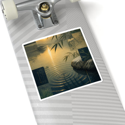 Golden Hour Water Ripple Sticker - Zen Kanso