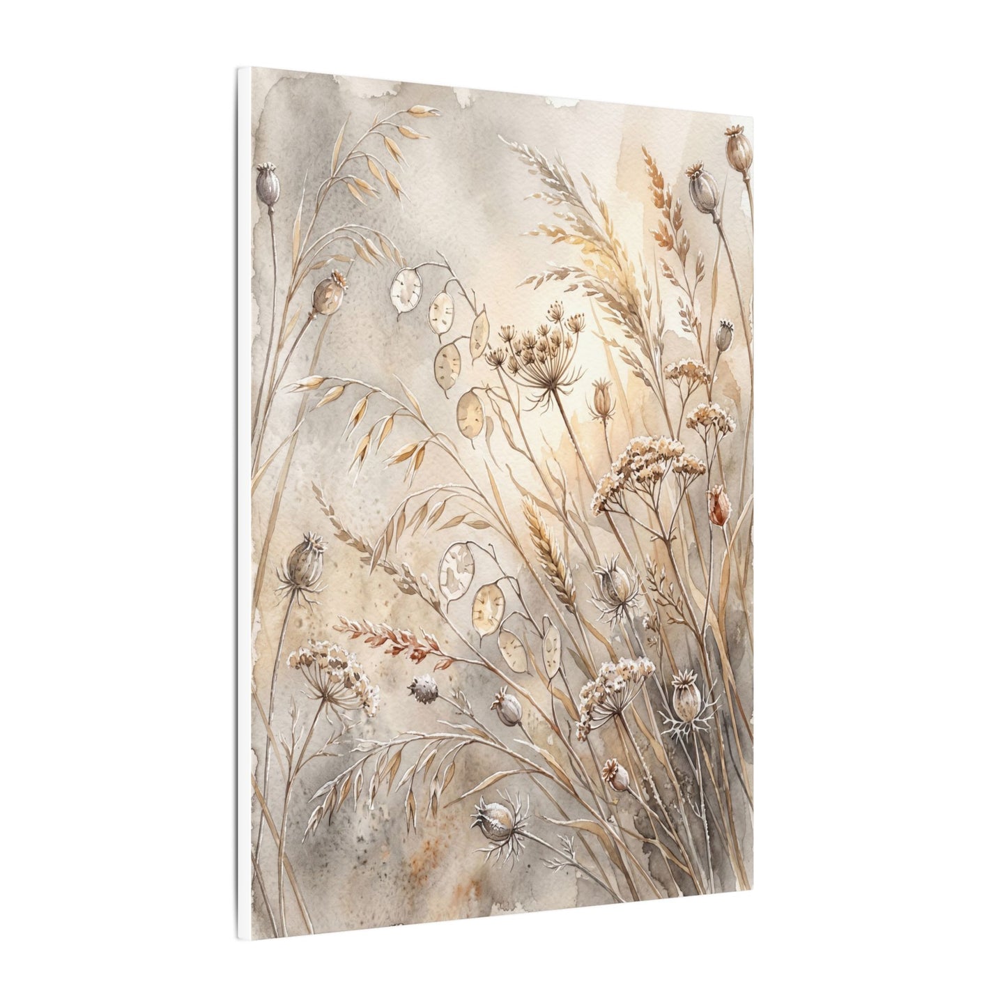 Winter Dried Flowers Watercolor Canvas Art | Warm Decor