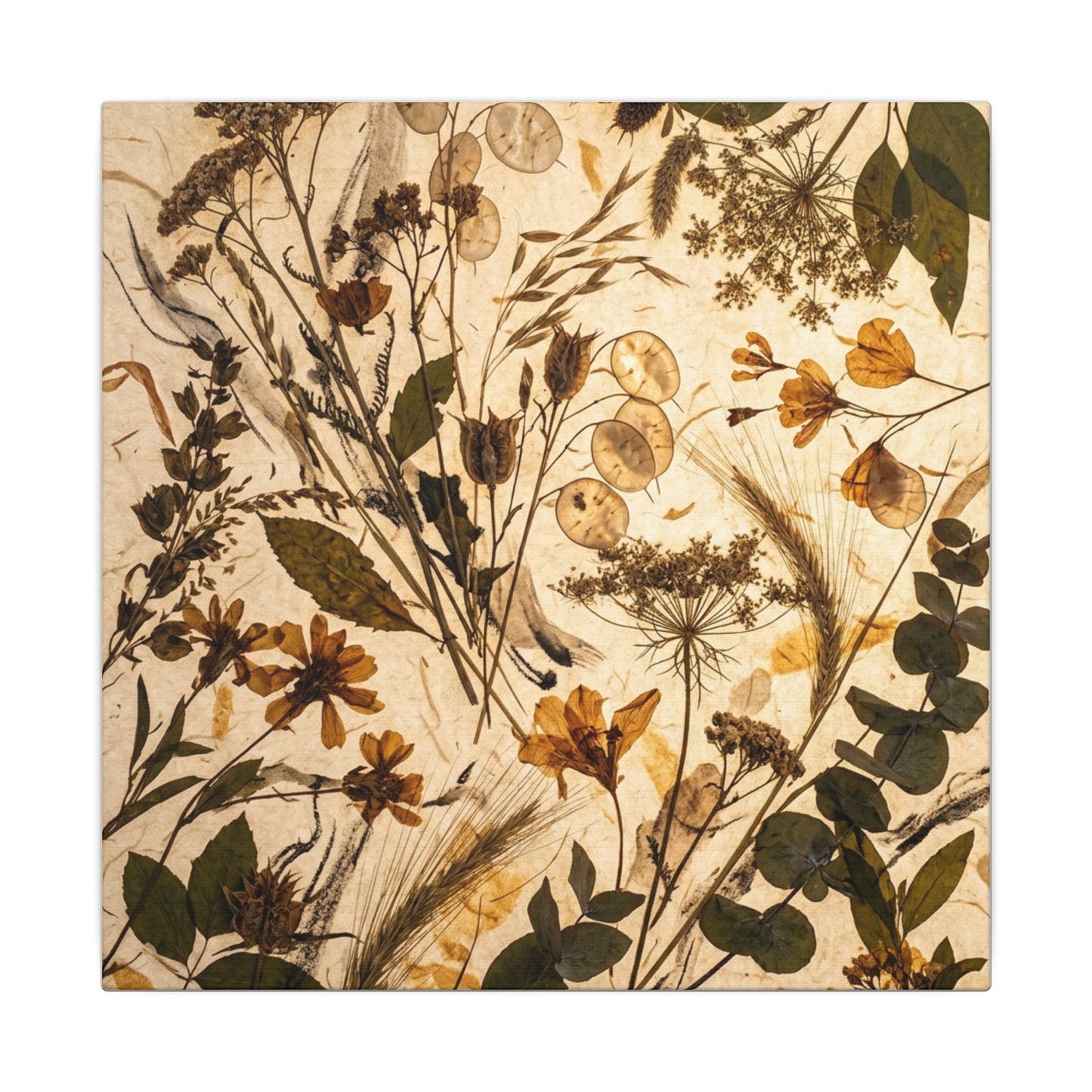 Dried Flowers Summer Canvas Art | Japandi Neutral Design