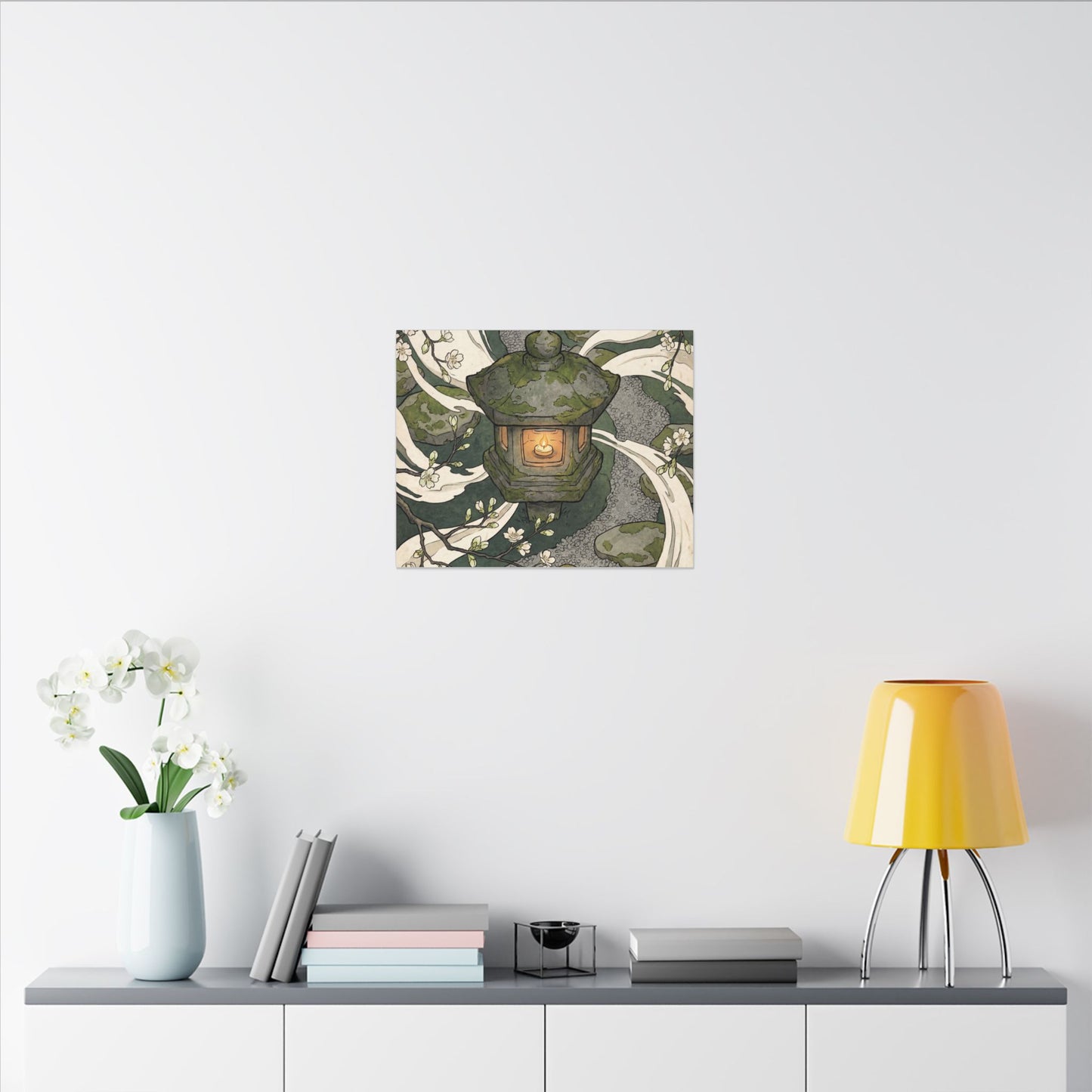 Zen Stone Lantern in Candlelight | Ukiyo E Inspired Canvas Art