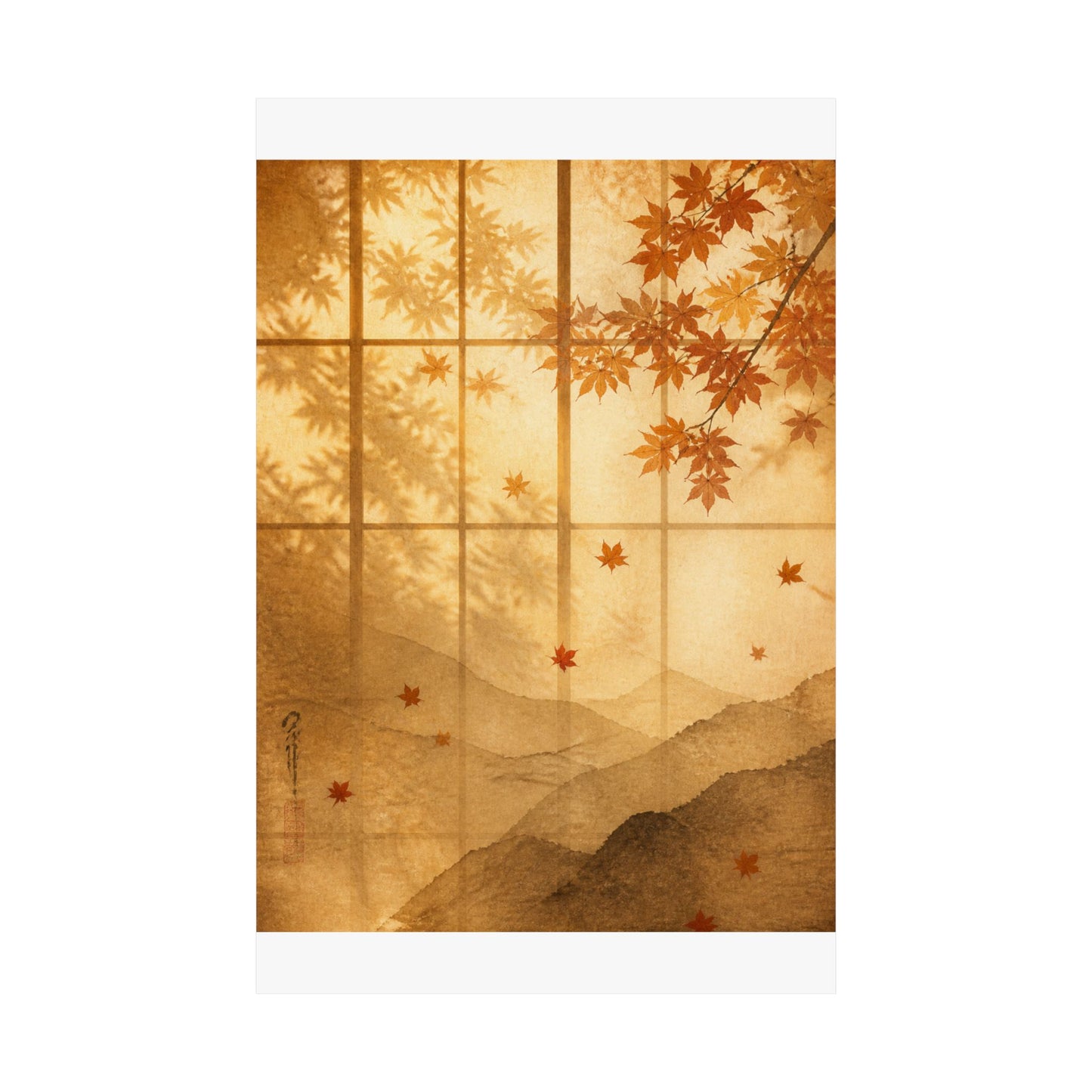 Shoji Screen Wall Art Print | Autumn Japandi Texture Art