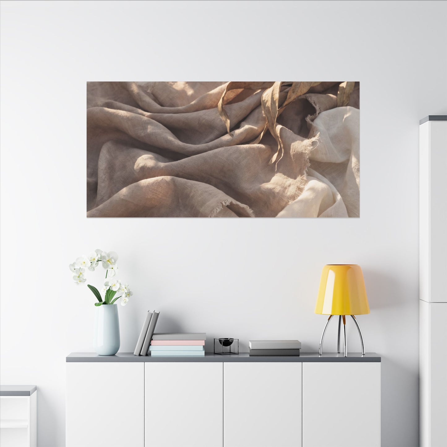 Silk Drape Summer Canvas Art | Japandi Neutral Design