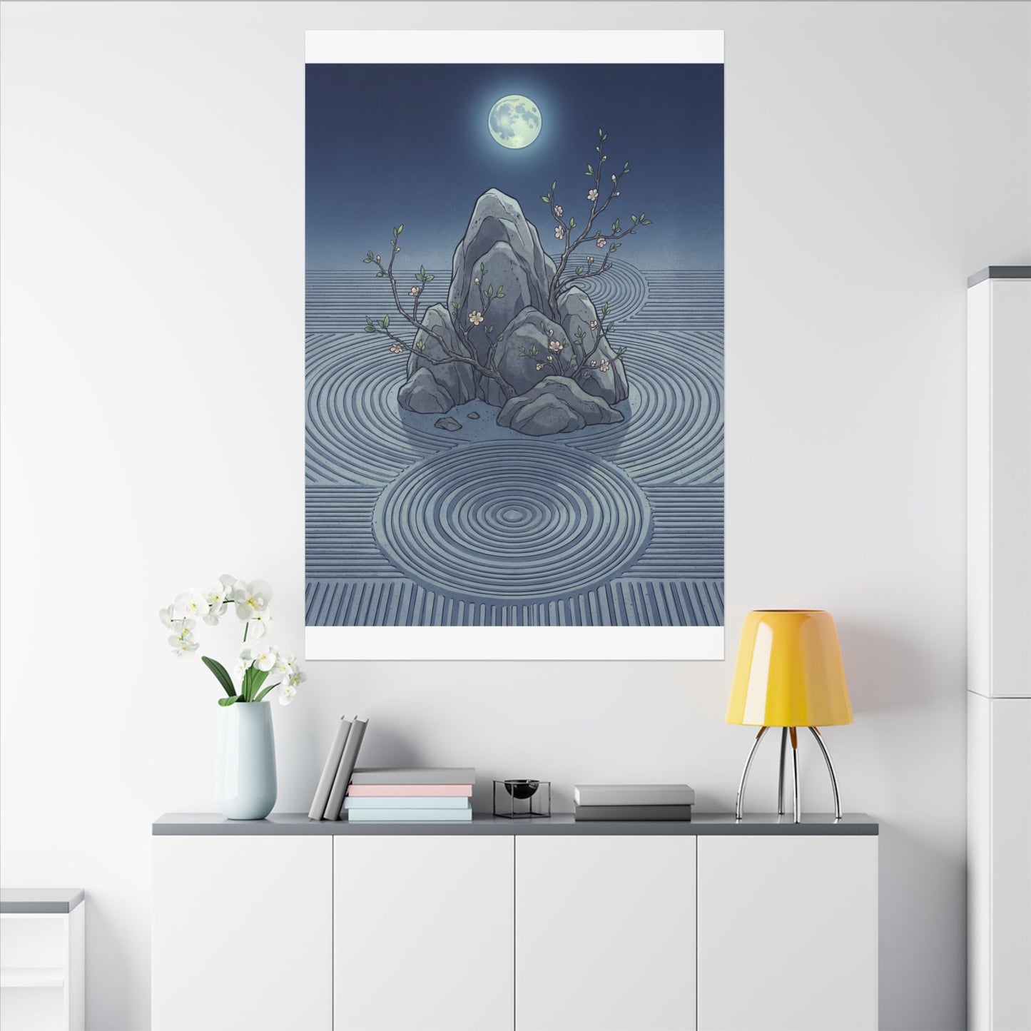 Spring Rock Garden Ukiyo E Inspired Canvas Art | Tranquil Decor