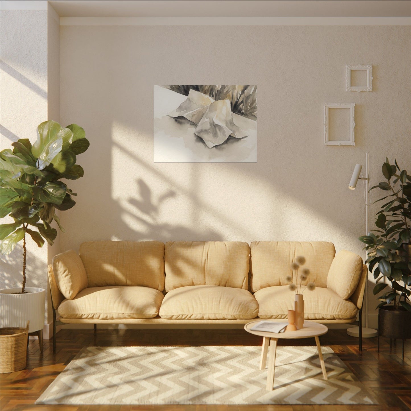 Paper Fold Watercolor Canvas Art | Warm Japandi Art