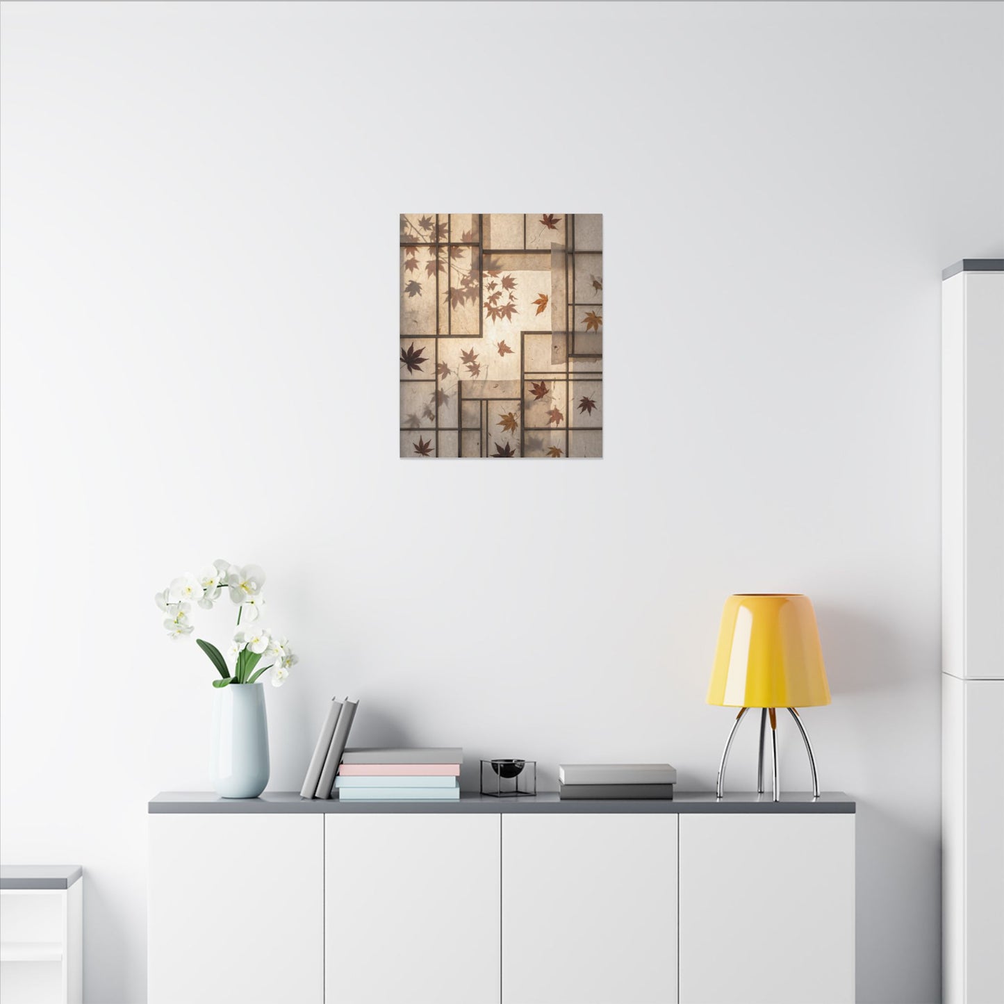 Shoji Screen Japanese Pattern Canvas Art | Neutral Japandi Art