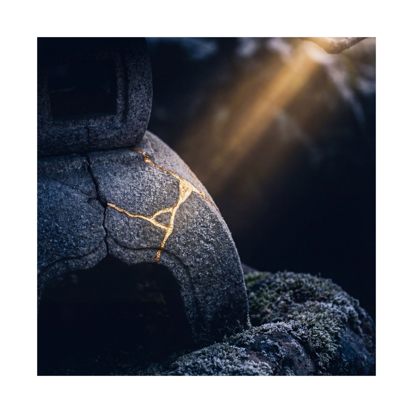 Moonlit Garden Winter Wall Art Print | Kintsugi Artful Design