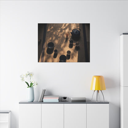 Shibui Tea Ceremony Canvas Art - Dark Japandi Shadow Zen
