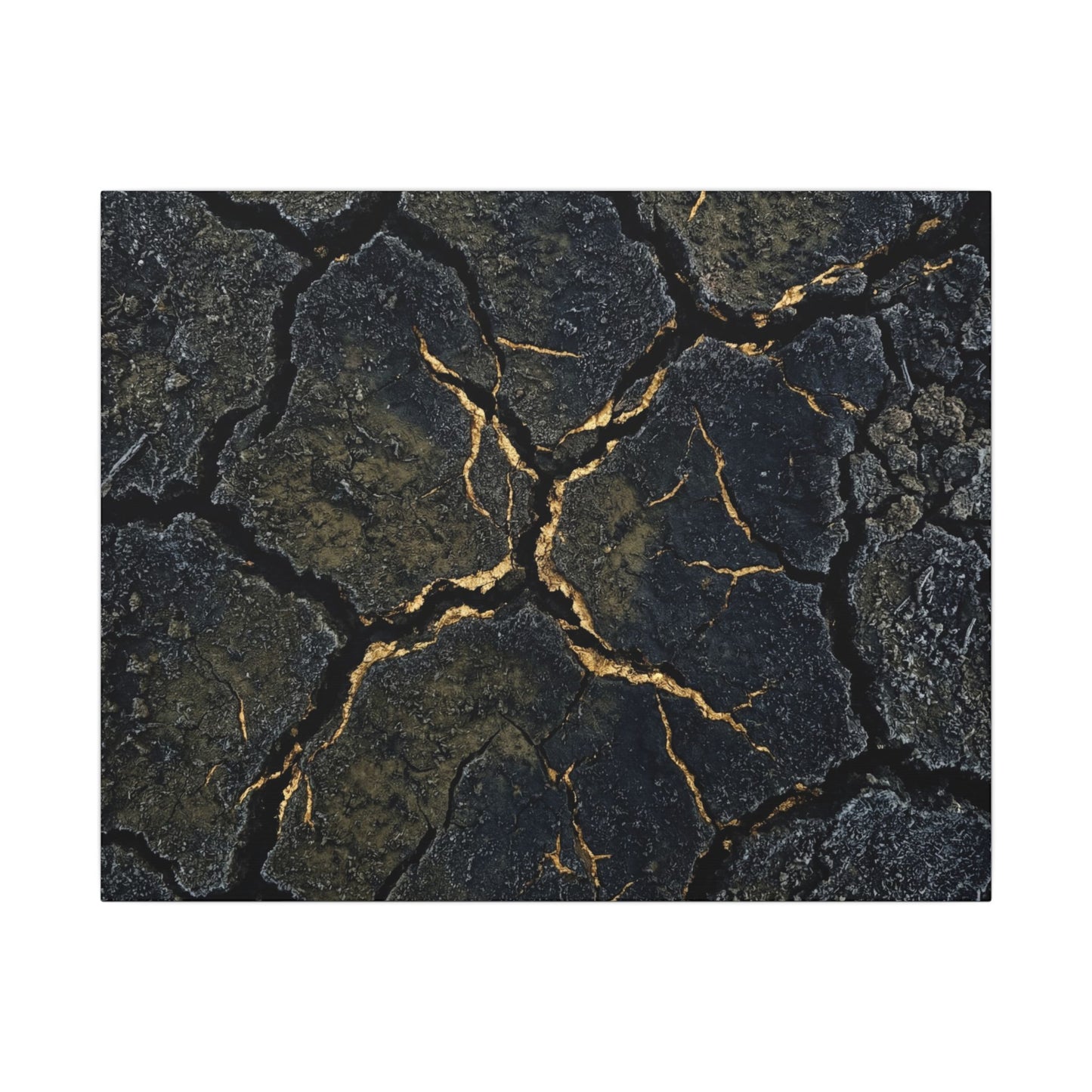 Overcast Cracked Earth Canvas Art - Dark Japandi Ma Art Print