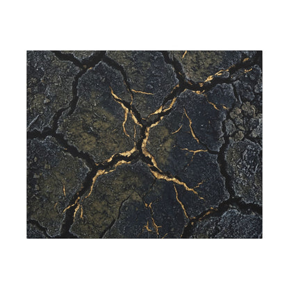 Overcast Cracked Earth Canvas Art - Dark Japandi Ma Art Print