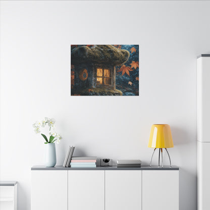Autumn Stone Lantern Forest Whimsy Canvas Art | Earthy Decor