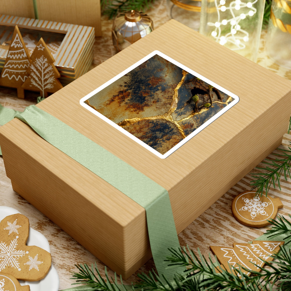 Resilient Rust Patina Sticker - Crackle Gold Kintsugi
