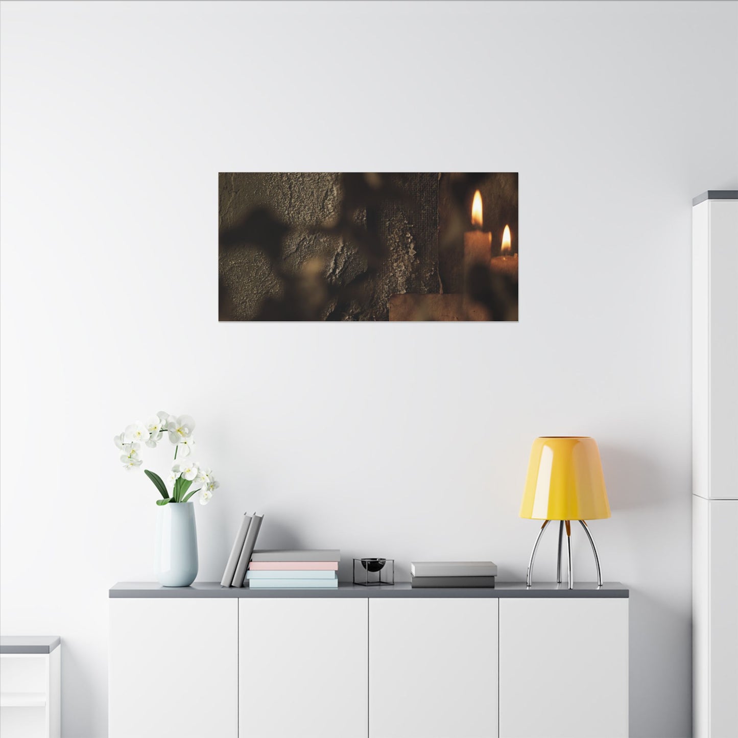 Shadow Play Dark Texture Canvas Art | Moody Dark Japandi Art