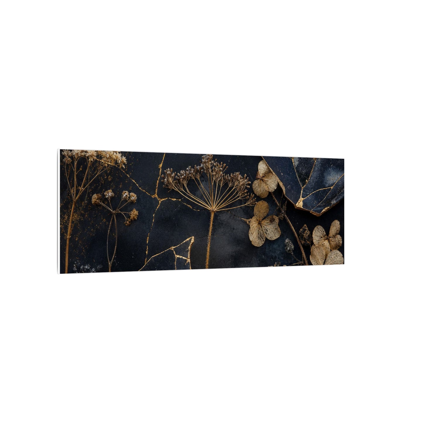 Philosophical Dried Flowers Canvas Art - Broken Beauty Kintsugi