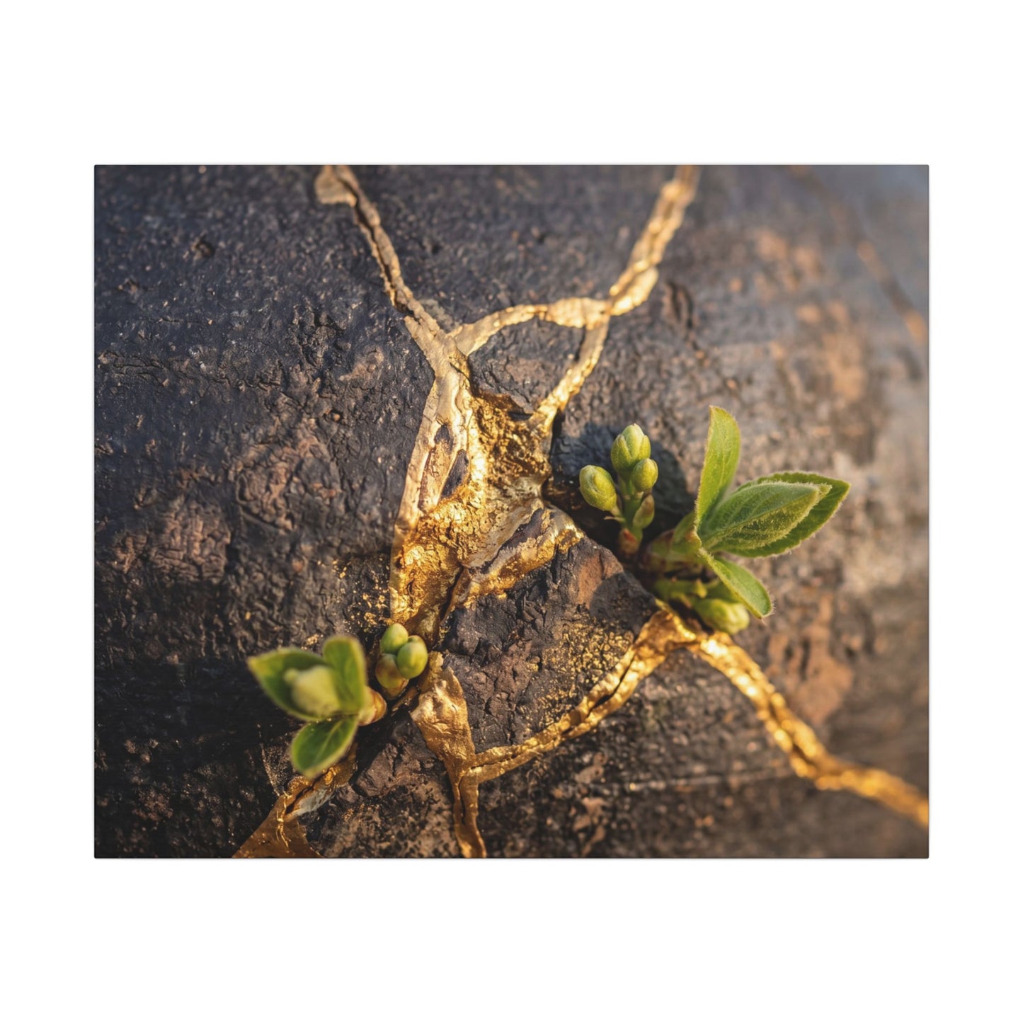 Rust Patina Gold Repair Canvas Art | Resilient Kintsugi Art