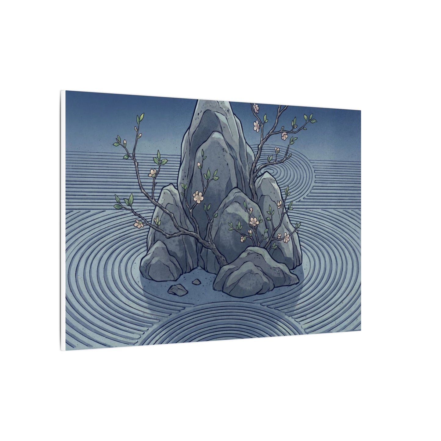 Spring Rock Garden Ukiyo E Inspired Canvas Art | Tranquil Decor