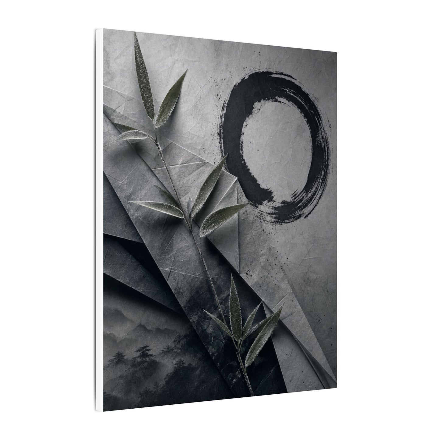 Winter Paper Fold Enso Canvas Art | Serene Decor