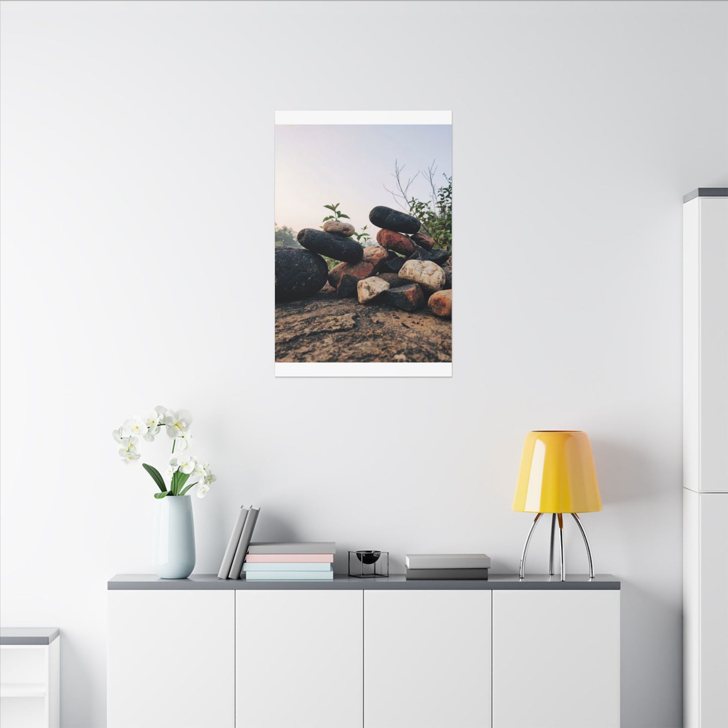 River Stones Canvas Art | Spring Kintsugi Broken Beauty Art