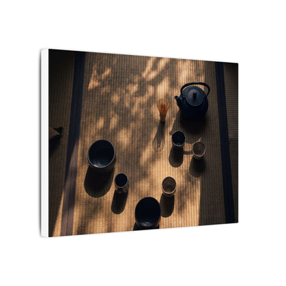 Shibui Tea Ceremony Canvas Art - Dark Japandi Shadow Zen