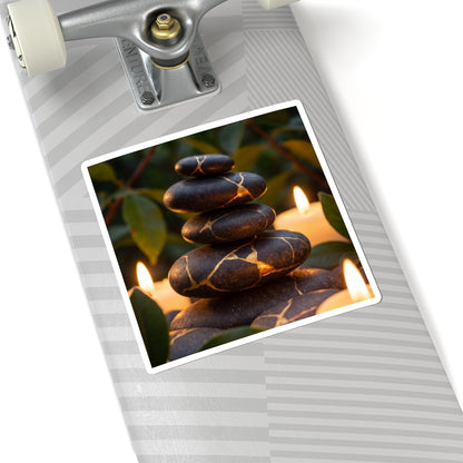 River Stones Sticker | Summer Kintsugi Gold Vein Art Art Print