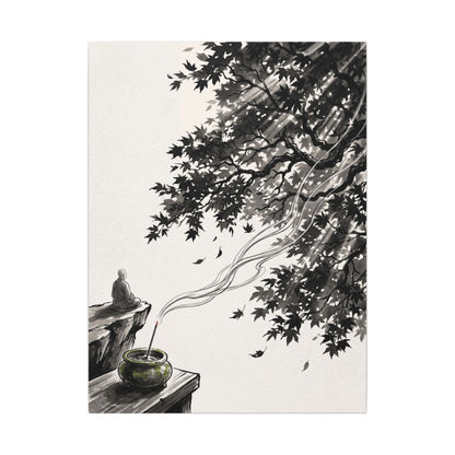 Serene Incense Smoke Canvas Art - Ukiyo E Inspired Zen