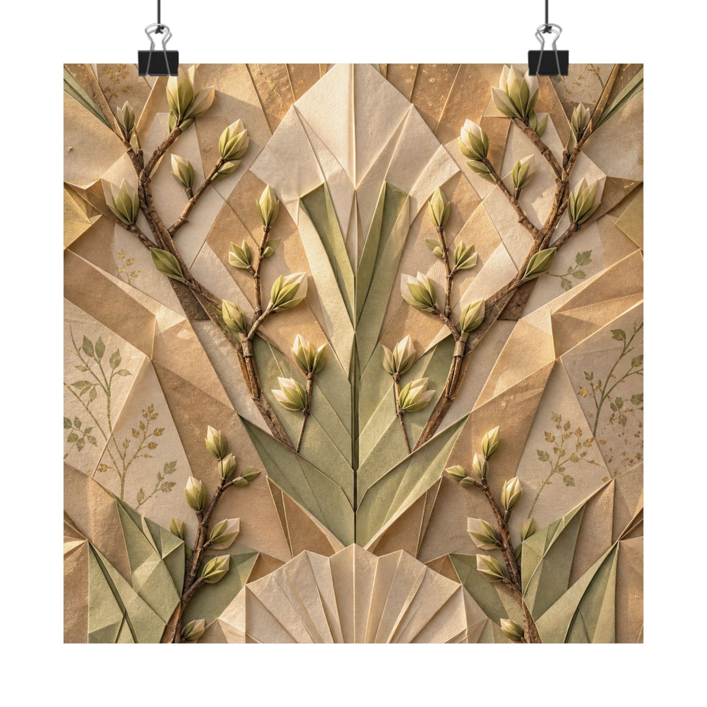 Paper Fold Japanese Pattern Wall Art Print | Warm Japandi Art