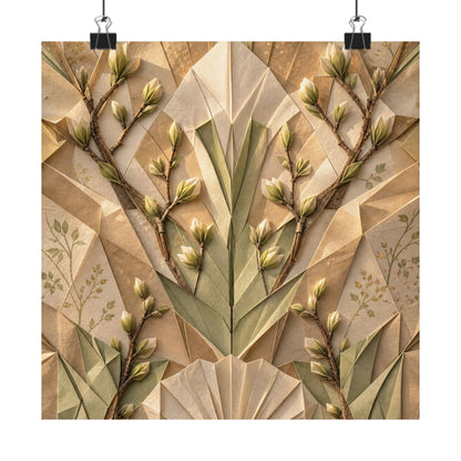 Paper Fold Japanese Pattern Wall Art Print | Warm Japandi Art