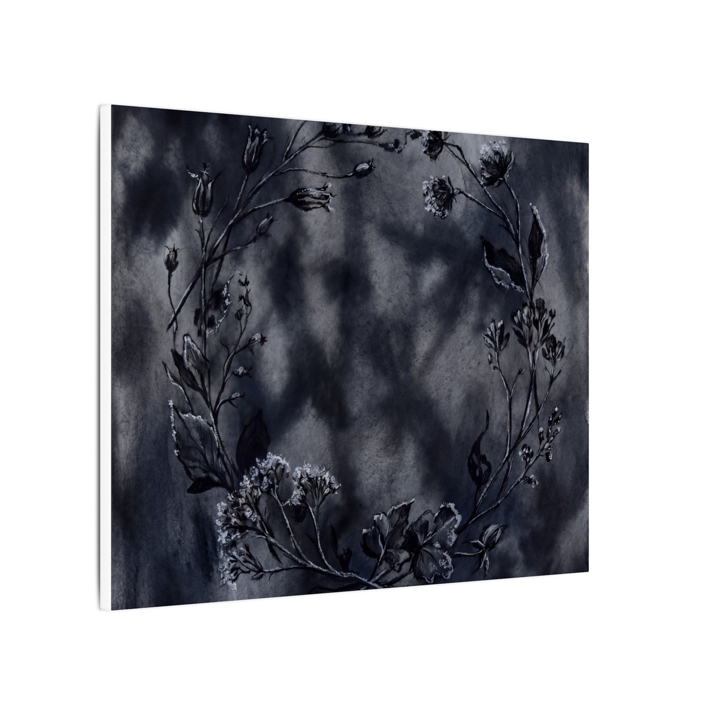 Dried Flowers Canvas Art | Winter Dark Japandi Shadow Zen Art