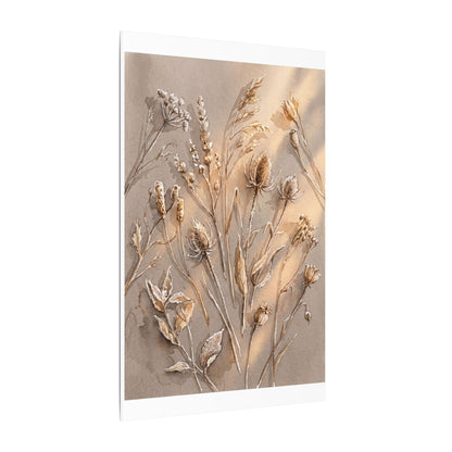Japandi Dried Flowers in Golden Hour | Watercolor Canvas Art