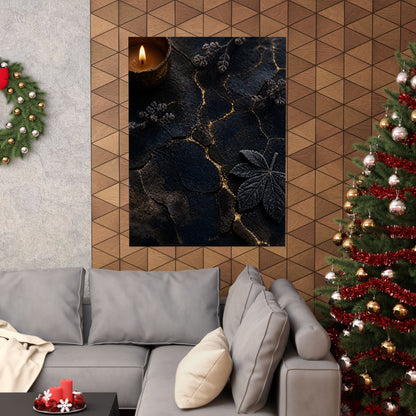 Luxurious Cracked Earth Wall Art Print - Moody Minimal Dark Japandi
