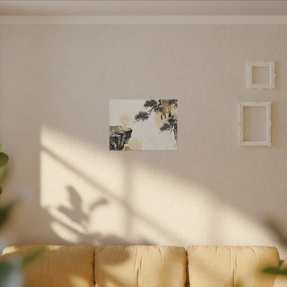 Japandi Pine Tree in Candlelight | Japanese Pattern Canvas Art