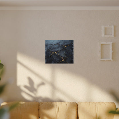 Mono No Aware Cracked Earth Canvas Art - Dark Japandi Charcoal Ink