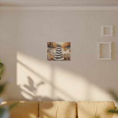 Earthy River Stones Canvas Art - Minimal Line Japandi