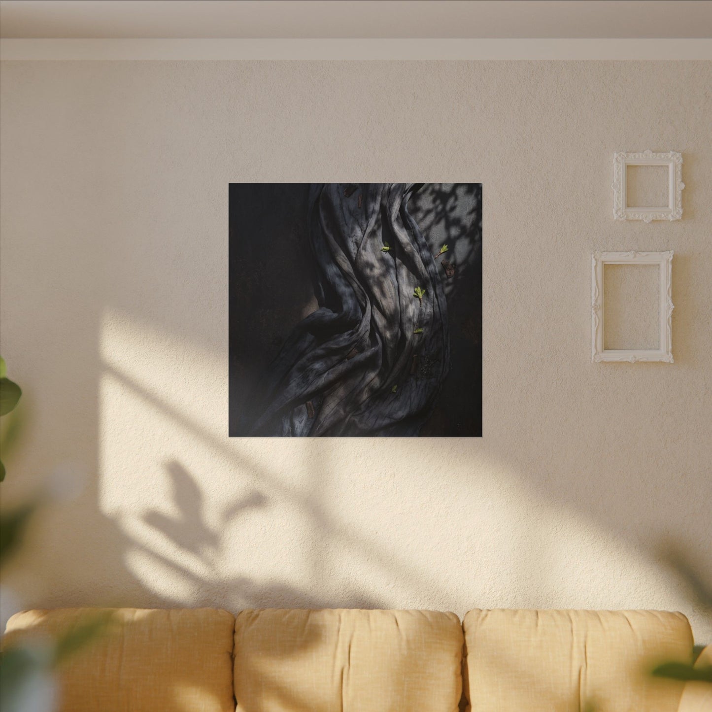 Seijaku Silk Drape Canvas Art - Dark Japandi Dark Texture