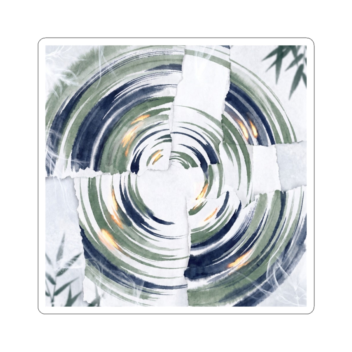 Water Ripple Sumi E Sticker | Calm Zen Art