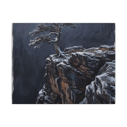Dark Japandi Pine Tree in Dawn | Dark Texture Canvas Art