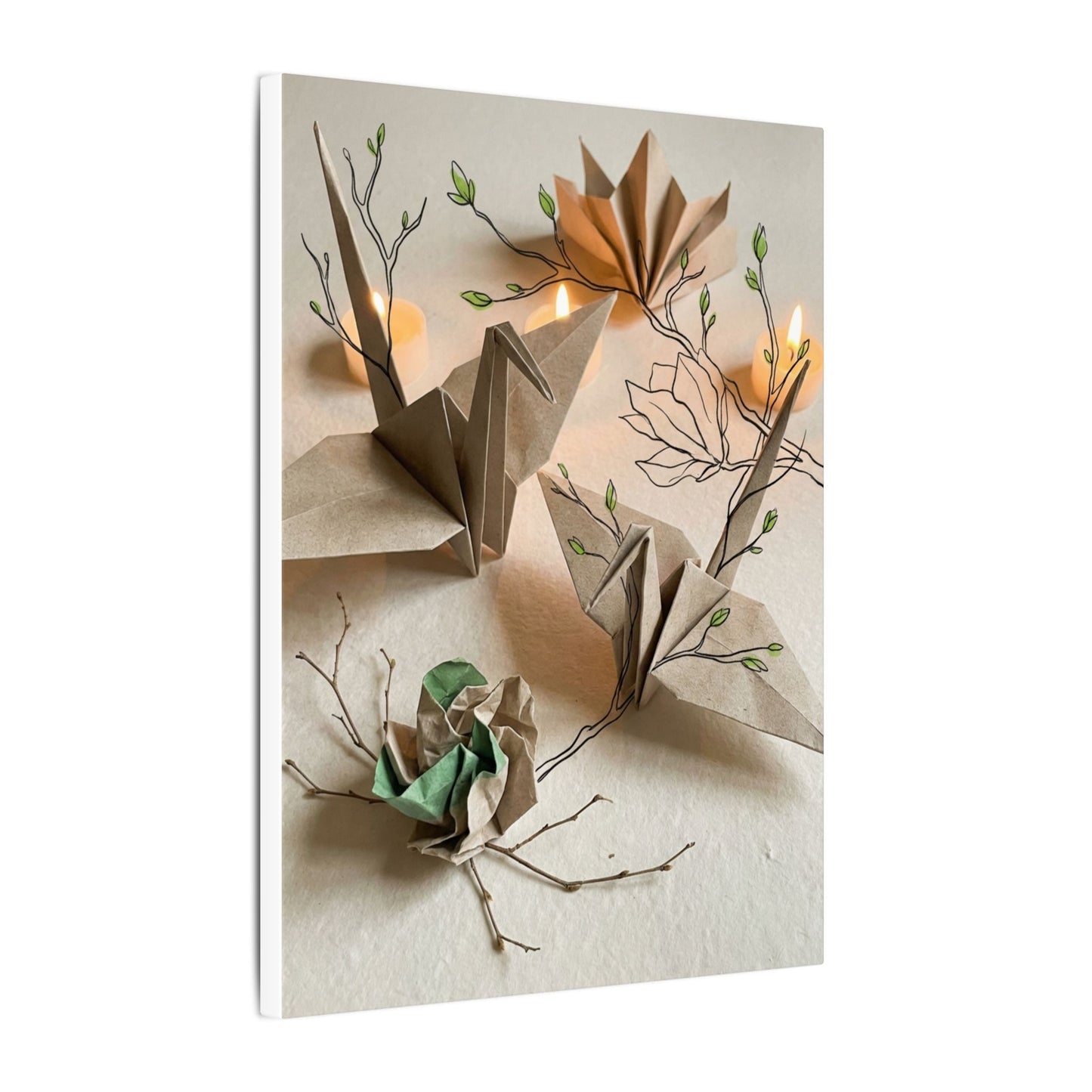 Paper Fold Spring Canvas Art | Japandi Earthy Design Art Print