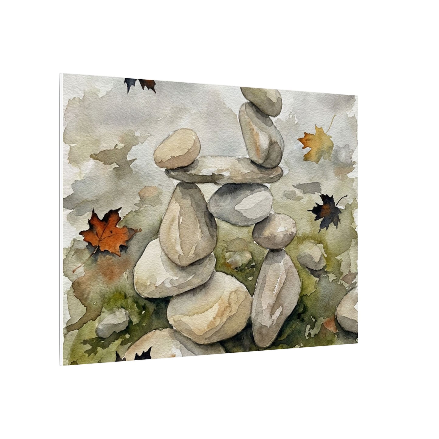 Overcast River Stones Canvas Art - Japandi Fukinsei
