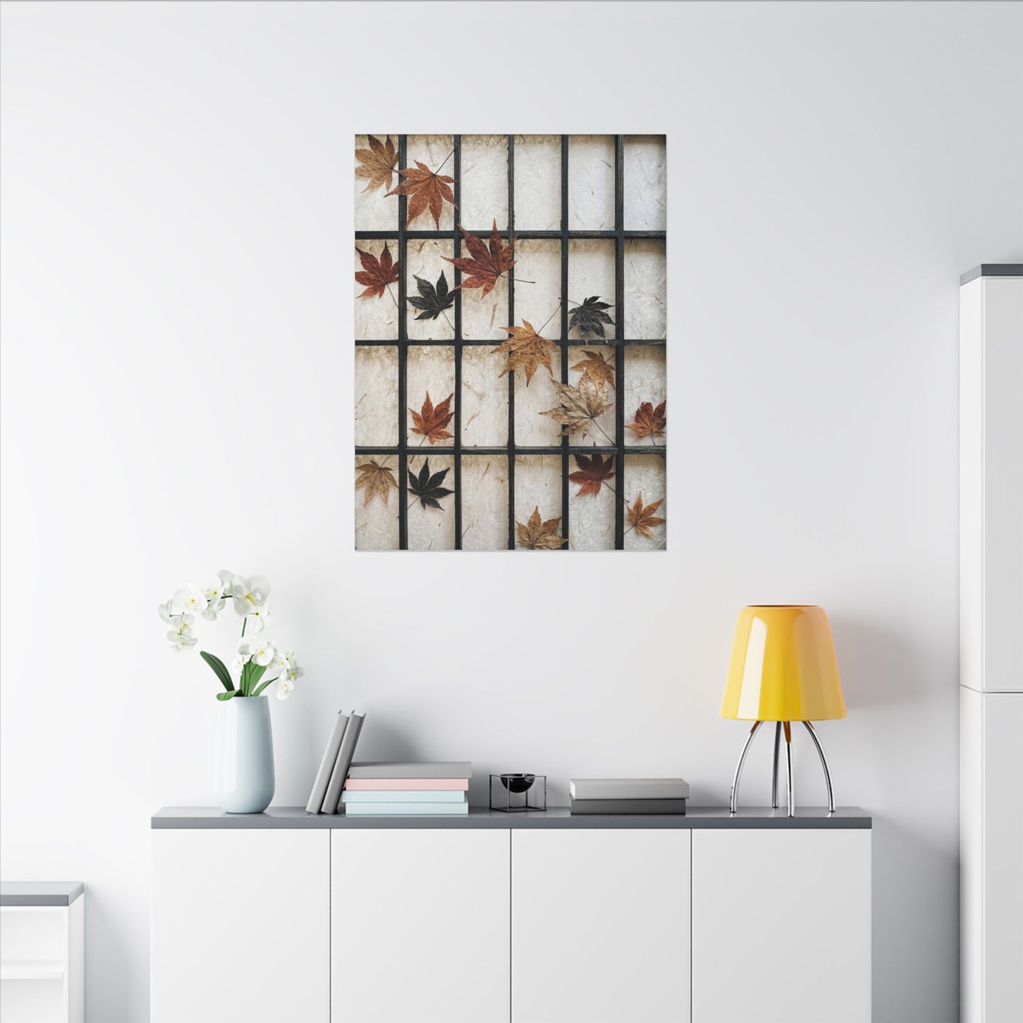 Japandi Shoji Screen in Overcast | Texture Canvas Art